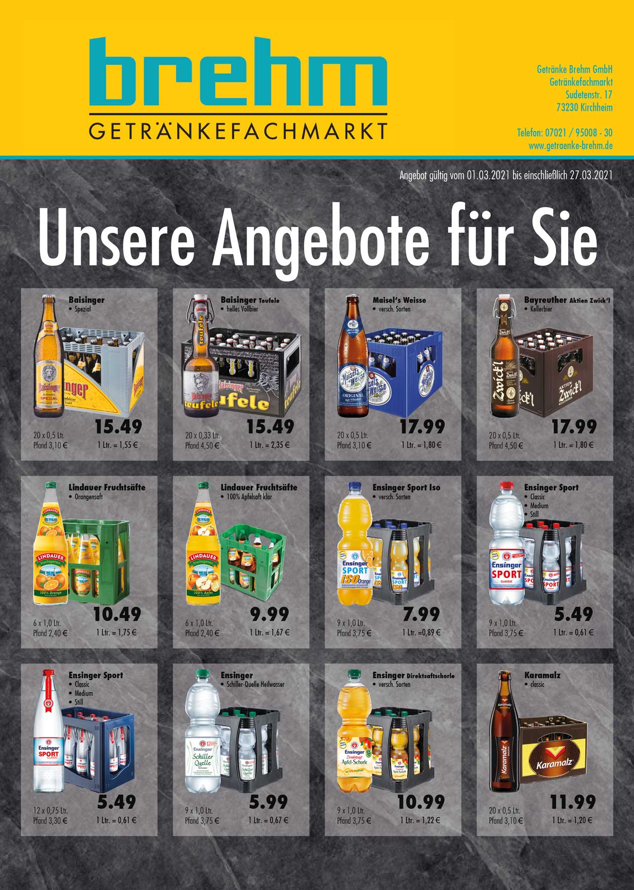 Angebote März Getränkemarkt Brehm Kirchheim